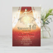 Elegant Ballerina Red Carpet Sweet 16 Kaart (Staand voorkant)