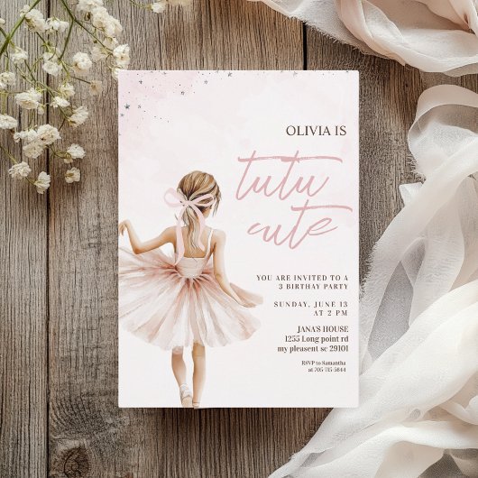 Elegant Ballerina Roze Verjaardagsfeest Kaart