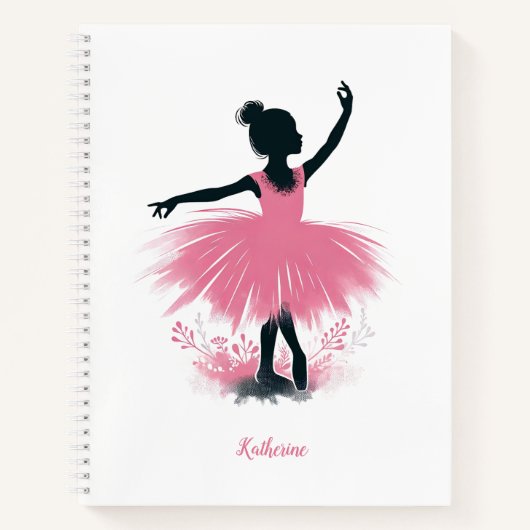 Elegant Ballerina Silhouette Ballet Notitieboek (Voorkant)