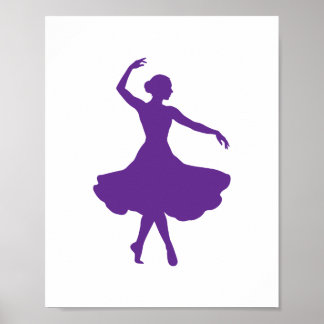 Elegant Ballerina Silhouette Vertical Ballet Wall Poster