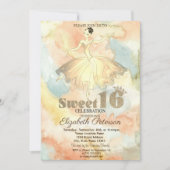 Elegant Ballerina Waterverf Splash Sweet 16 Kaart (Voorkant)