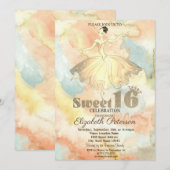 Elegant Ballerina Waterverf Splash Sweet 16 Kaart (Voorkant / Achterkant)