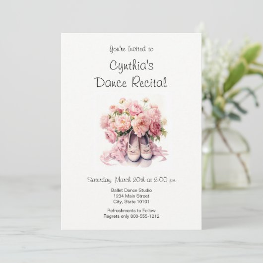Elegant Ballet Dance Overweging Uitnodiging (Staand voorkant)