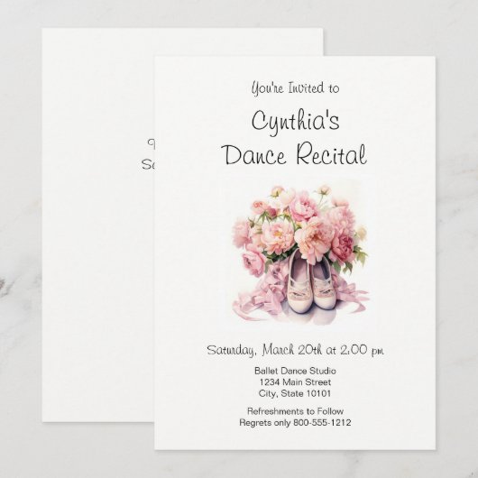 Elegant Ballet Dance Overweging Uitnodiging (Voorkant / Achterkant)