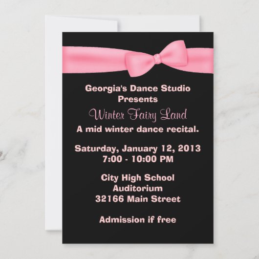 Elegant Ballet Dance Overweging Uitnodiging (Achterkant)