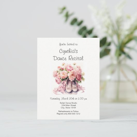 Elegant Ballet Dance Overweging Uitnodiging (Staand voorkant)