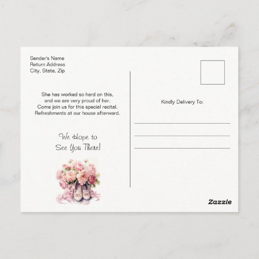 Elegant Ballet Dance Overweging Uitnodiging (Achterkant)