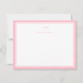 Elegant Ballet Pink Monogram Correspondentie Notitiekaartje (Voorkant)
