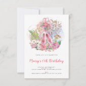 Elegant Ballet Pumps Roze Meisje 6e Verjaardagsfee Kaart (Voorkant)