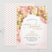 Elegant Ballon Arch Pink and Gold Sweet 16 Party Kaart (Voorkant / Achterkant)