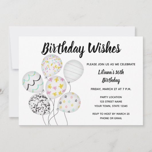 Elegant Balloon uitnodiging (Voorkant)