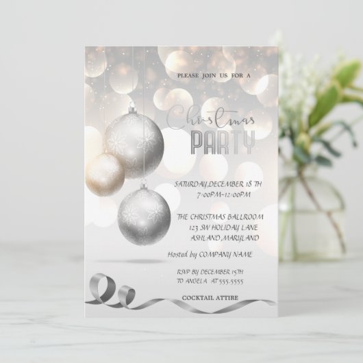 Elegant Balls Bokeh Company kerst Kaart (Staand voorkant)