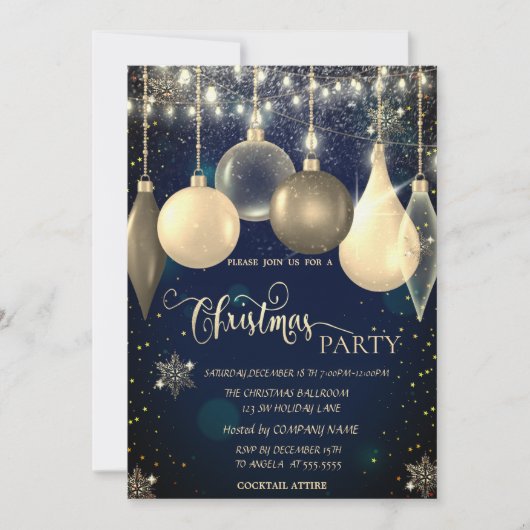 Elegant Balls,Lights Blue Christmas  Kaart (Voorkant)