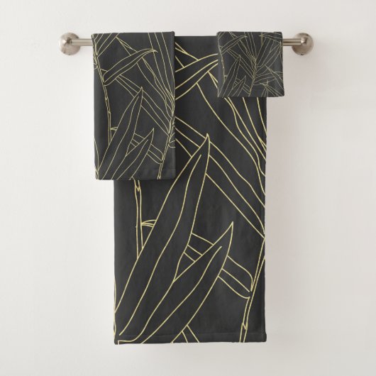 Elegant bamboe folio gold strokes design bad handdoek (Insitu)