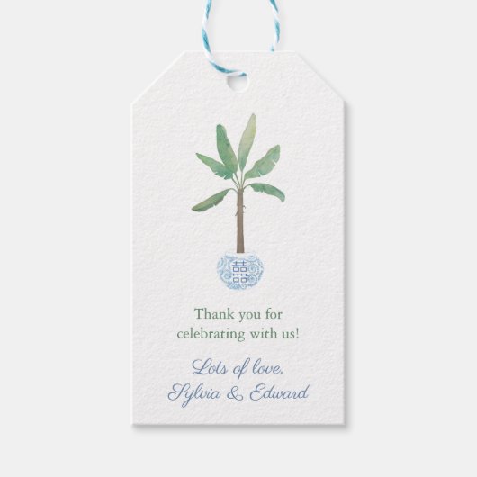 Elegant Banana Leaf Tree Hostess Hartelijk dank Cadeaulabel (Voorkant)