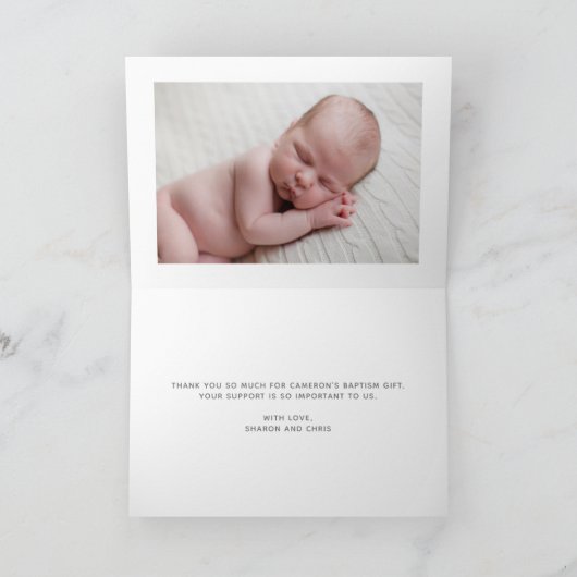 Elegant Baptism Baby foto witte besturing Bedankkaart (Binnen)