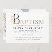 Elegant Baptism boy girl goud en blauw Kaart (Voorkant / Achterkant)