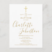 Elegant Baptism Christening Gold Signature Script Aankondigingskaart (Voorkant)