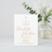 Elegant Baptism Christening Gold Signature Script Aankondigingskaart (Staand voorkant)