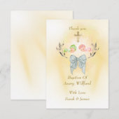 Elegant baptism Cross Flat Thank You Card Bedankkaart (Voorkant / Achterkant)