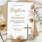 Elegant baptism invitation featuring floral accent kaart