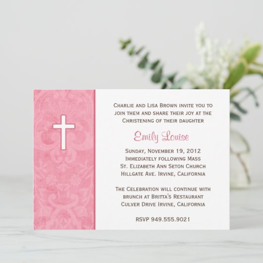 Elegant Baptism Invitation Kaart (Staand voorkant)