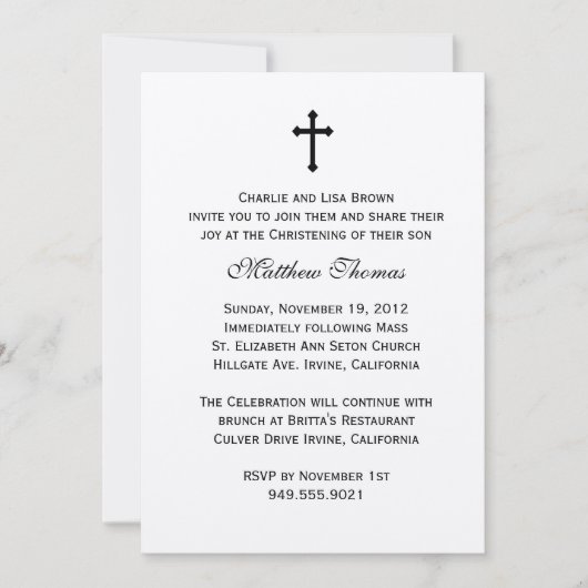 Elegant Baptism Invitation Kaart (Voorkant)