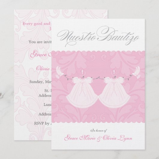 Elegant Baptism Invitation | Nuestro Bautizo Kaart (Voorkant / Achterkant)