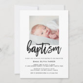 Elegant Baptism Invitation with Baby's Photo Kaart (Voorkant)