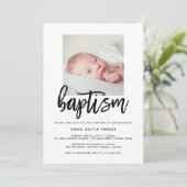 Elegant Baptism Invitation with Baby's Photo Kaart (Staand voorkant)