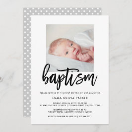 Elegant Baptism Invitation with Baby's Photo Kaart