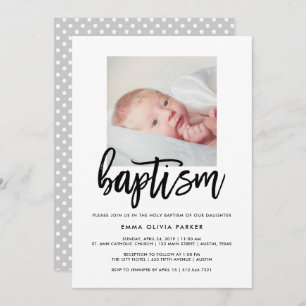 Elegant Baptism Invitation with Baby's Photo Kaart