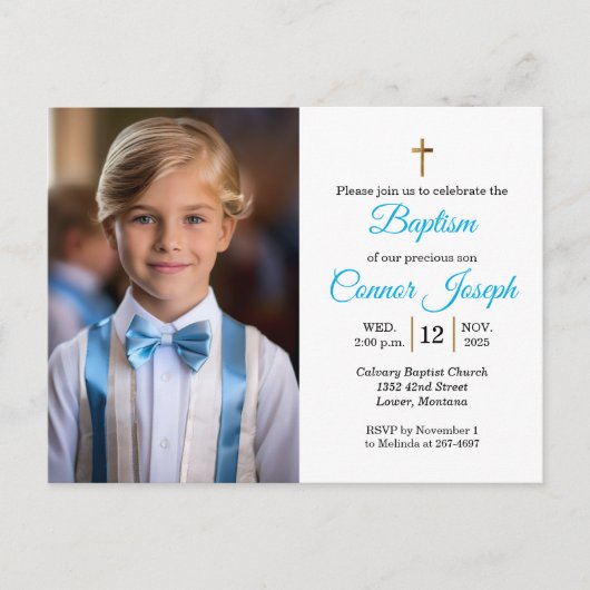 Elegant Baptism Relies event Custom photo Aankondigingskaart (Voorkant)