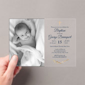 Elegant Baptism Religieuze event, aangepaste foto Acryl Uitnodigingen (Insitu (Draagbaar))