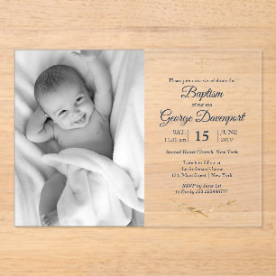Elegant Baptism Religieuze event, aangepaste foto Acryl Uitnodigingen