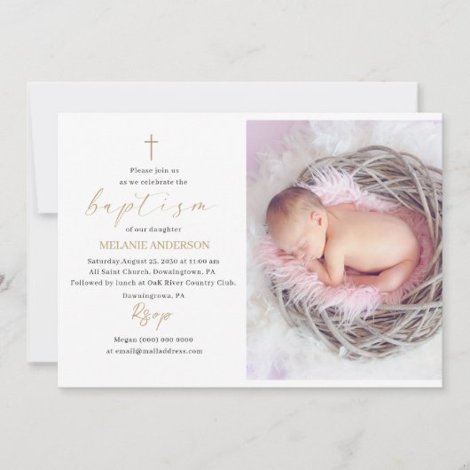 Elegant Baptism Religieuze event, aangepaste foto Kaart (Voorkant)