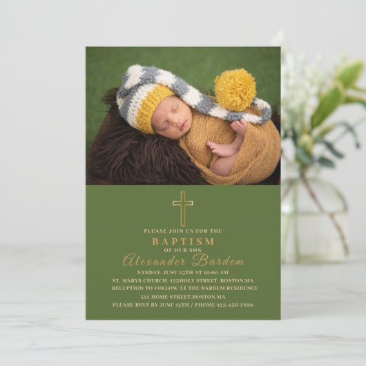 Elegant Baptism Religieuze eventualiteitenfoto Inv Kaart (Staand voorkant)