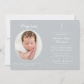 Elegant Baptism Religious Cross Photo Neutral Gray Kaart (Voorkant)