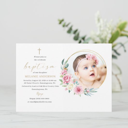 Elegant Baptism Religious event aangepaste foto Ui Kaart (Staand voorkant)