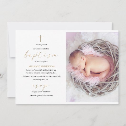 Elegant Baptism Religious event aangepaste foto Ui Kaart (Voorkant)