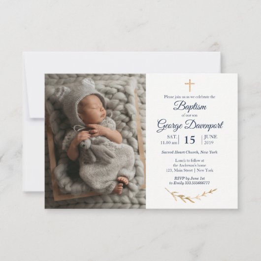 Elegant Baptism Religious event aangepaste foto Ui Kaart (Voorkant)