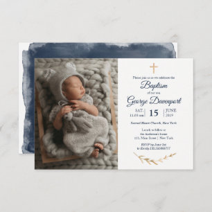 Elegant Baptism Religious event aangepaste foto Ui Kaart
