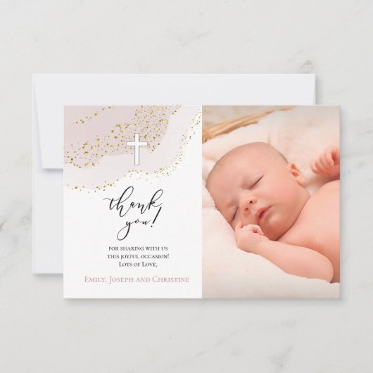 elegant baptisme dank je meisje kaart (Voorkant)