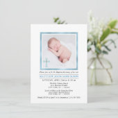 Elegant BAPTISME DOOPSEL Blauw Jongen | FOTO Kaart (Staand voorkant)