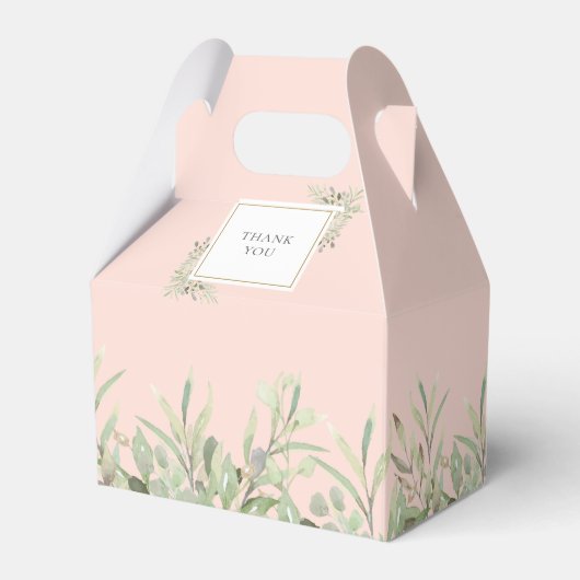Elegant Baptisme Greenery laat Blush Pink Bedankdoosjes (Achterkant)