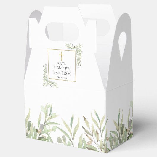 Elegant Baptisme Greenery laat voorbode doos Bedankdoosjes (Geopend)