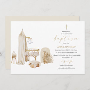 Elegant Baptisme Religieuze seksneutrale boho nurs Kaart