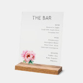 Elegant Bar Menu with Floral Touch Acryl Bord (Hoek)