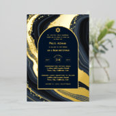 Elegant Bar Mitzvah | Bat Mitzvah | Navy Agate Folie Uitnodiging (Staand Voorkant)