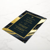 Elegant Bar Mitzvah | Bat Mitzvah | Navy Agate Folie Uitnodiging (Gedraaid)